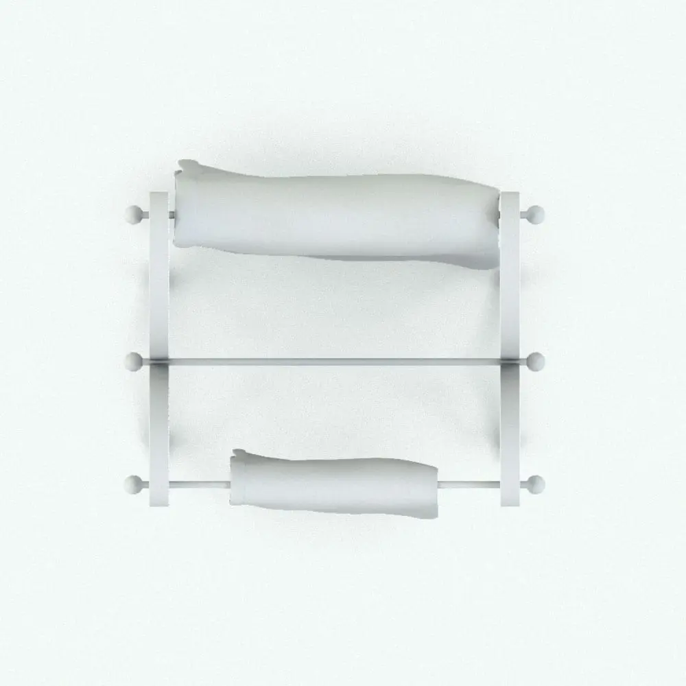 Revit Family / 3D Model - Hand Towel Holder Dual Curves Top View Dual Towel Holder Bathroom Accessories Revit Family top view rendered in ambient occlusion mode.