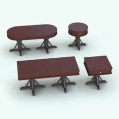 Antique Tables Living Room Revit Set rendered in a palette of dark-colored wood finishes. These families are ideal for vintage looking interior designs and they provide a lot of flexible parameters to make them suit to your projects needs. Don't wait any longer and get these living room Revit tables to elevate your Revit projects today.