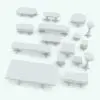 Antique Tables Living Room Revit Set rendered in black and white and shown in different sizes and configurations to showcase their parametric flexibility. Whether used in residential, commercial or hospitality projects, this Antique Tables Living Room Revit Set will make your projects and 3D renderings stand out in just a few clicks.