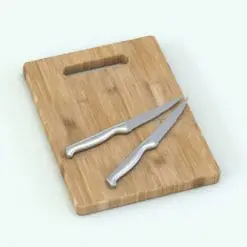 3D Bamboo Boards Revit Kitchen Accessories Family rendered in bamboo wood and stainless steel knives. This Revit family is fully parametric and ready to be rendered in your projects.