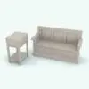 Revit Bench and Revit Side Table Set in a light colored wood finish. This set comes with two fully parametric Revit families that you can use together or independently. Ideal for mudrooms, entryways, hallways, living rooms and more, this Revit Bench and Revit Side Table Set will make a contemporary statement in your Revit project.