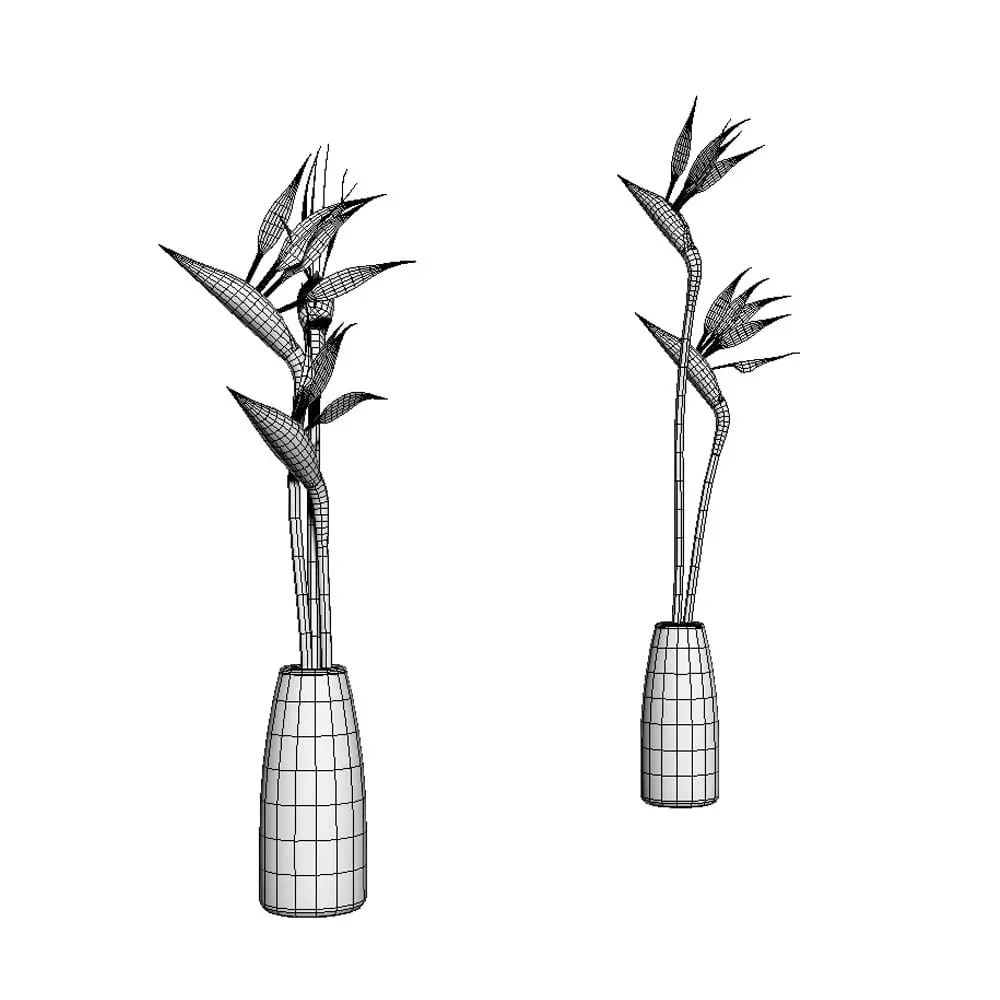 Revit Family / 3D Model - Bird of Paradise 3D Max/FBX Wireframe Bird of paradise 3D mesh model to show the polygonal structure