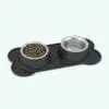Bone Shaped Revit Dog Bowls Family rendered in black color with stainless steel materials. All materials are already included in this decoration Revit family for ease of use.
