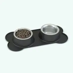 Bone Shaped Revit Dog Bowls Family rendered in black color with stainless steel materials. All materials are already included in this decoration Revit family for ease of use.