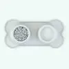 Bone Shaped Revit Dog Bowls Family in top view and rendered in black and white (ambient occlusion style). This Revit dog accessory family is ideal for all of those pet lovers who want to include them in their pet-friendly Revit projects.