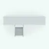 Revit Bookshelf Family With Ladder in top view and rendered in black and white to see the shape of the stair (and how much it sticks out) better. Ideal for residential, commercial or institutional spaces, this Revit bookshelf family will transform your spaces in just a few clicks.