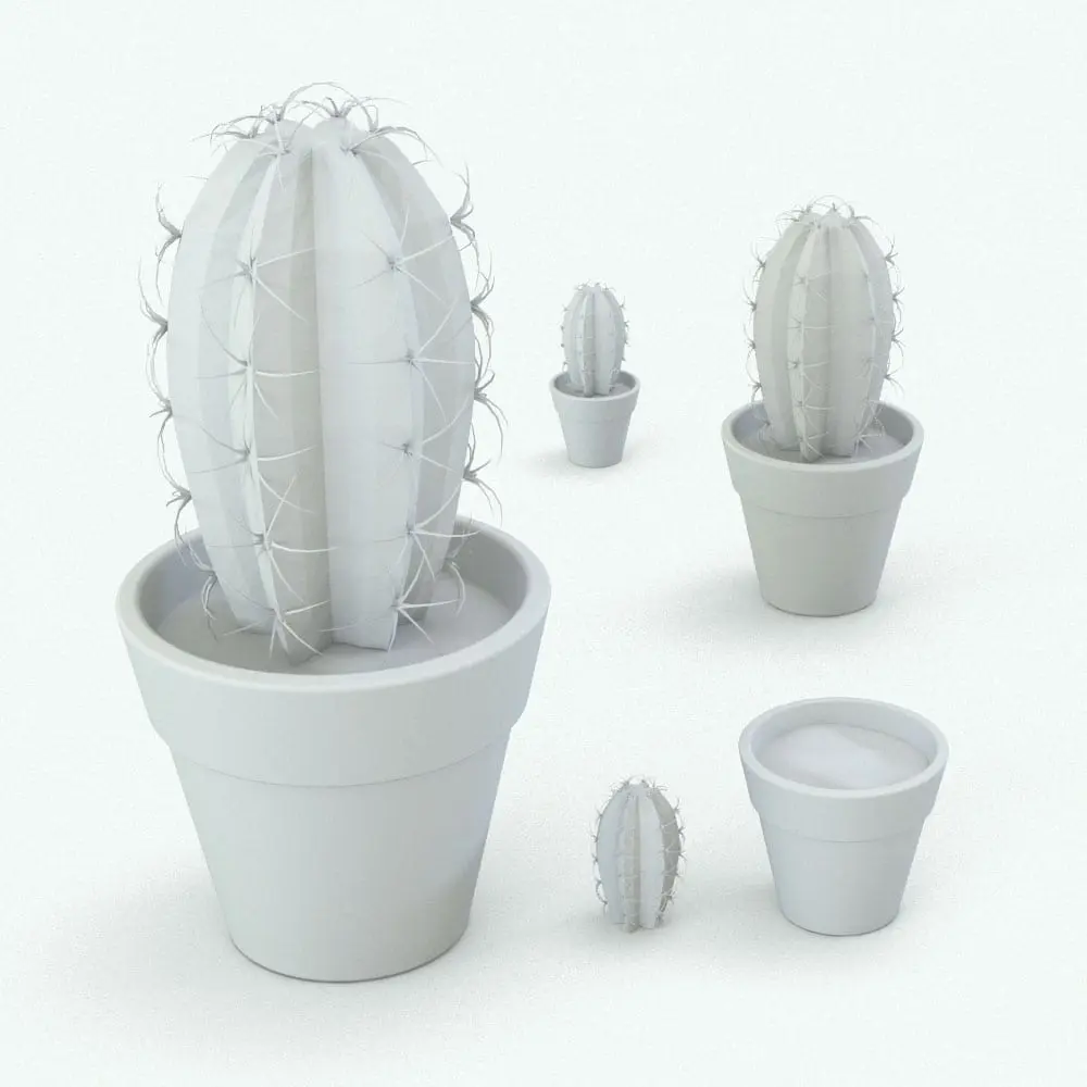 Revit Family / 3D Model - Cactus Revit Plant Family Plant Variations Cactus Revit Plant Family shown in different sizes and configurations to showcase its parametric flexibility. Use it as a combo (cactus + pot) or separately to have more flexibility in your designs. Also, this plant comes with pre-configured basic materials that will allow you to render it right after loading it into your project. Get this Cactus Revit Plant Family now and be part of the Blackbee3D family.