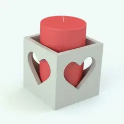 3D Heart Box Candle Decoration Revit Family rendered in full color. Ideal for cozy interior designs.