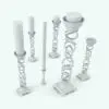 Candle Holder Rings Revit Decor Family in different sizes and configurations to showcase its parametric nature.