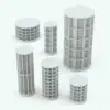 Circular Revit Bookshelf Family in black and white (ambient occlusion style) and in different sizes and configurations to showcase its parametric versatility. This family is ideal for residential, commercial and hospitality settings, and it will add a flare of modernity and dynamic flow. Don't wait any longer and add this Circular Revit Bookshelf Family to your Revit assets today.
