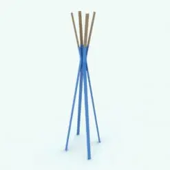 Four Legs Coat Rack Revit Family rendered in blue and wooden materials. This family is fully parametric and easy to use in your projects.