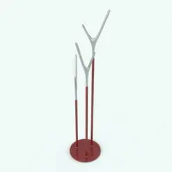 3D Y Coat Rack Revit Family rendered in red and stainless steel materials. This Revit family is fully parametric and easy to insert and renders in your projects.