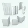 Crisscross Revit Folding Partition in different sizes and angle configurations to showcase its parametric flexibility. Ideal for interior design projects and to softly divide spaces, this Revit folding partition is the perfect complement to your open concept designs.