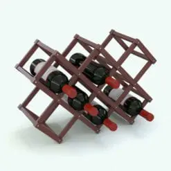 Crisscross Wine Rack Revit Family rendered in a dark-colored wood finish and presented with several wine bottles. This family is fully parametric and it can adapt to any of your projects seamlessly. Use the back panel provided in the family to place the bottles easily and turn it off for rendering purposes. Don't wait any longer and get this Crisscross Wine Rack Revit Family today.