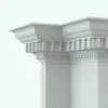 Classical Cornice Revit Family - Crown Molding 2 in 3D view and rendered in ambient occlusion mode. This line based family for Revit is fully parametric and ideal for interior or exterior architectural and design projects.