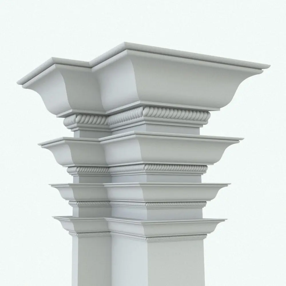 Revit Family / 3D Model - Complex Moulding 9 Variations Victorian Rope Revit Cornice - Crown Molding 9 in different parametric sizes and rendered in black and white (ambient occlusion style). Just change the size of the molding to get instant results that suit your project needs. Download this Victorian Rope Revit Cornice now and transform your spaces in no time.