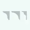 Cross-sectional views of the three included French-inspired wall moldings in ambient occlusion mode.
