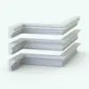 Revit Wall Sweep Crown Molding Profiles - Pack 7 in 3D and rendered in black and white (ambient occlusion style) to show details better. This set of 3 crown moldings is ideal for all your Revit projects and 3D renderings. Don't waste time creating simple sweeps, download these Revit Wall Sweep Crown Molding Profiles and transform your spaces immediately.