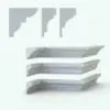 Cross-sectional view of three refined versatile Revit wall sweep crown molding profiles and a 3D ambient occlusion render from Pack 1.
