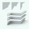 Cross-sectional view of three Decorative Crown Molding Revit Wall Sweep Profiles and a 3D ambient occlusion render from Pack 4. Ideal for any type of project, whether commercial, residential or hospitality, these crown moldings will turn your renders into luxurious images. Don't wait any longer and add this Decorative Crown Molding Revit Wall Sweep Profiles pack to your cart now!