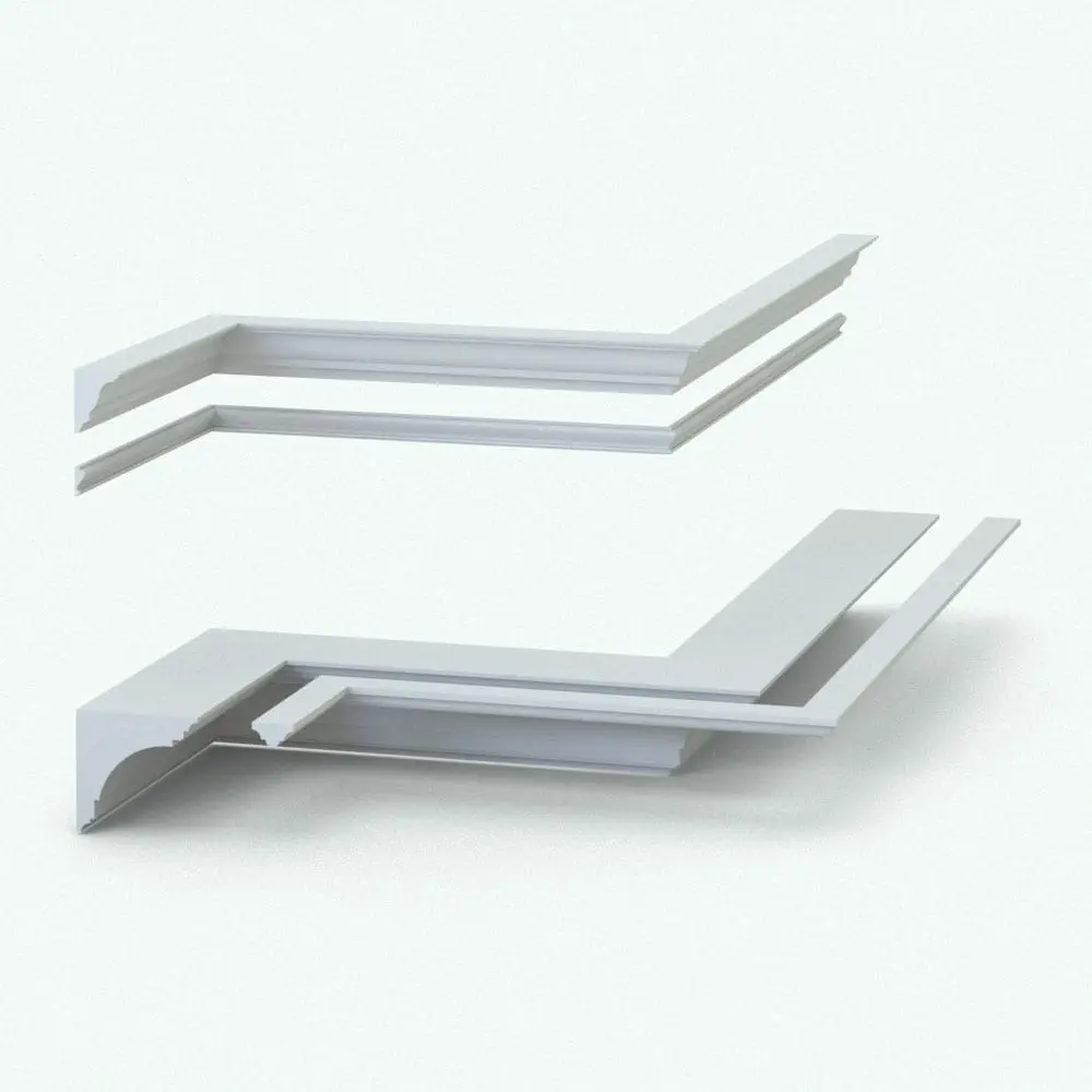 Compound Revit Wall Sweeps - 3D Ambient Occlusion Render 3D ambient occlusion render of both compound Revit sweeps, highlighting their details.