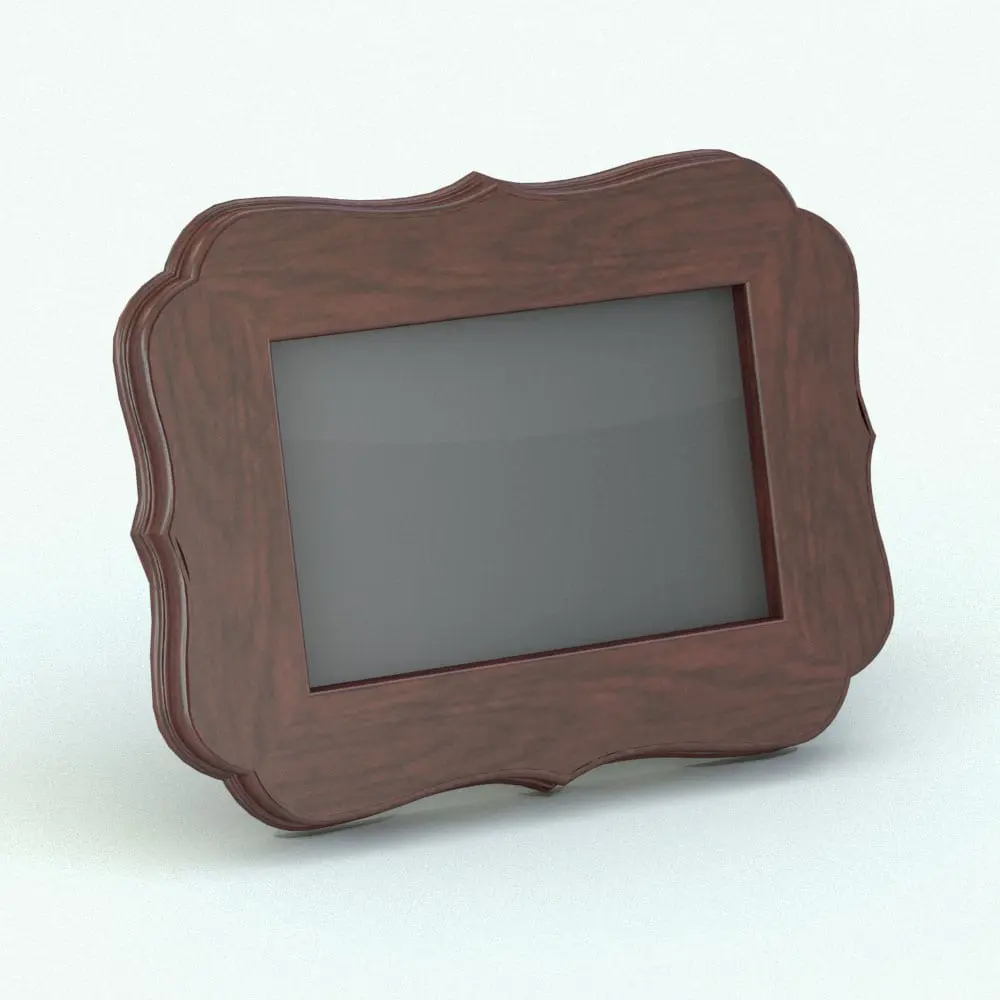 Revit Family / 3D Model - Curved Revit Picture Frame Family Rendered in color Curved Revit Picture Frame Family rendered in 3D and with a dark-colored wood finish. This family can either be used as a picture frame or as a painting (if you remove the glass and choose an image for the central space). Totally parametric and easy to use, this Revit picture frame family is truly flexible!