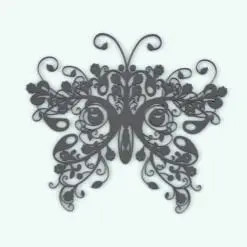 Deco Butterfly Wall Decor Revit Family rendered in a black matte finish. This family is fully parametric and it will allow you to change the size of it to fit your wall/project requirements. Ideal to add a touch of modern to your projects, this wall decor Revit family will make your spaces stand out.