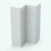 Door Panels Revit Folding Partition Family in 3D and rendered in black and white (ambient occlusion style). Get this folding partition Revit family now and enjoy creating subtle variations in your spaces without compromising your overall aesthetic.
