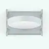 Elliptical Standing Revit Mirror Family in top view and rendered in black and white (ambient occlusion style) to show the details better. Ideal for contemporary Scandinavian designs, this Elliptical Standing Revit Mirror Family is the perfect addition to your project.