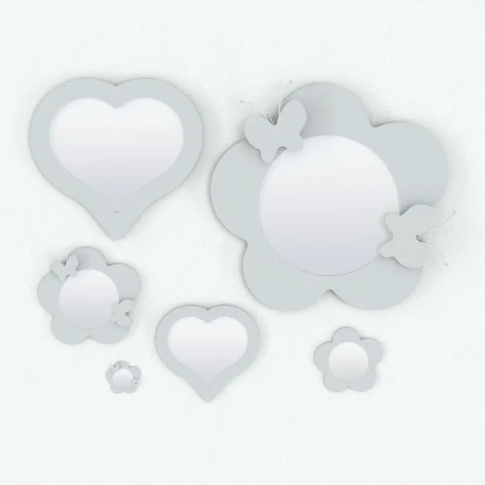 Revit Family / 3D Model - Flower-Heart Wall Mirror Revit Family Variations Flower-Heart Wall Mirror Revit Family in different sizes and configurations to showcase its parametric flexibility. Ideal for playful interiors, kids rooms or even schools, this unique wall mirror Revit family will make your renders stand out.