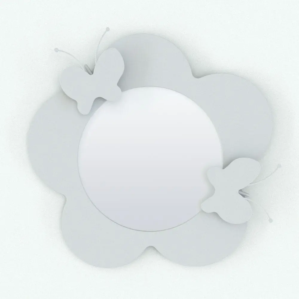 Revit Family / 3D Model - Flower-Heart Wall Mirror Revit Family Perspective 1 Flower mirror render on its own in black and white to showcase the shapes better. Ideal for playful interiors and kid's spaces, this Revit family is the ideal complement to make your renders stand out.