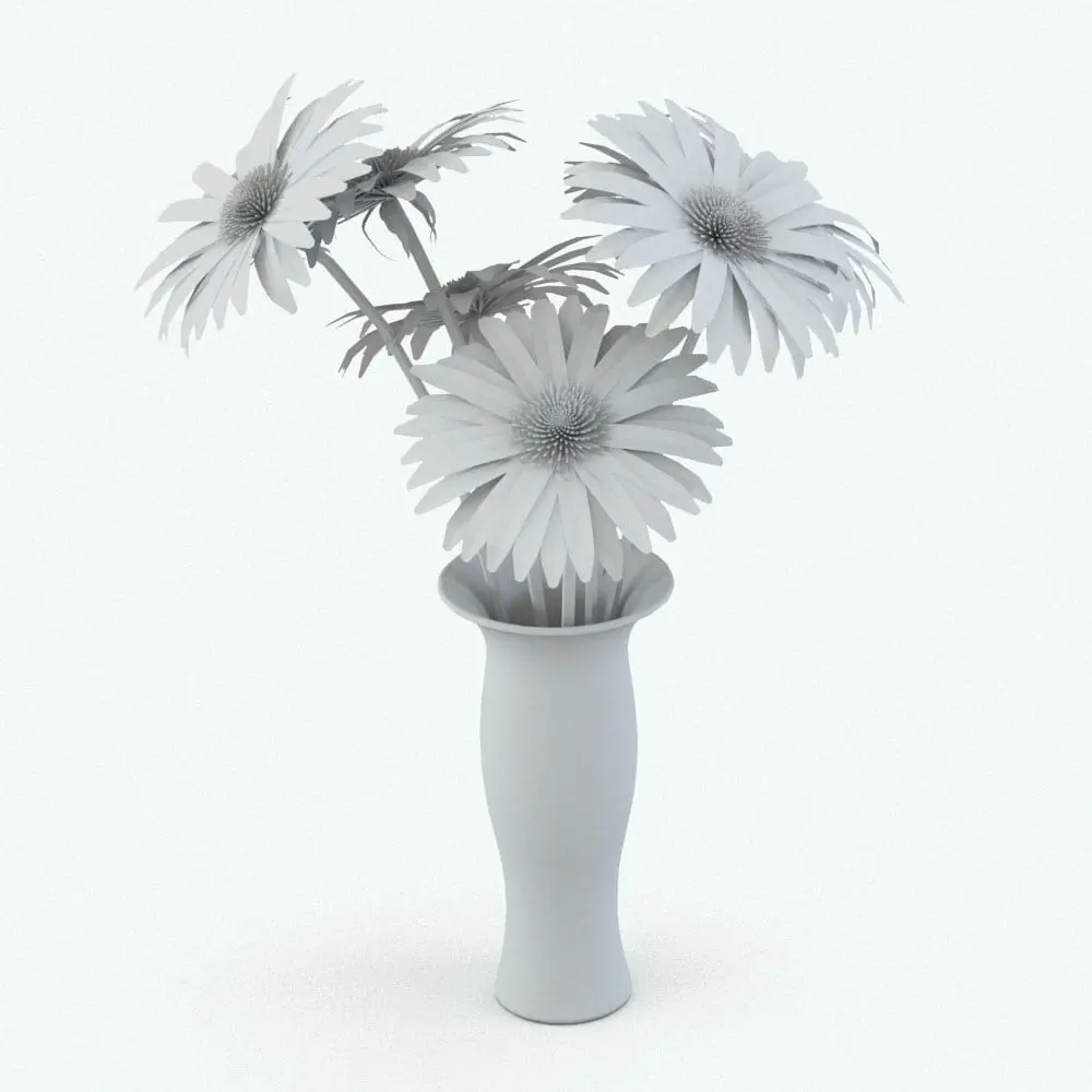 Revit Family / 3D Model - Gerberas Revit Flowers Family Perspective Gerberas Revit Flowers Family in 3D and rendered in ambient occlusion style to see the shapes better. Ideal to add a touch of warmth to your renders, these fully parametric Revit flowers will make your renders stand out in just a few clicks.