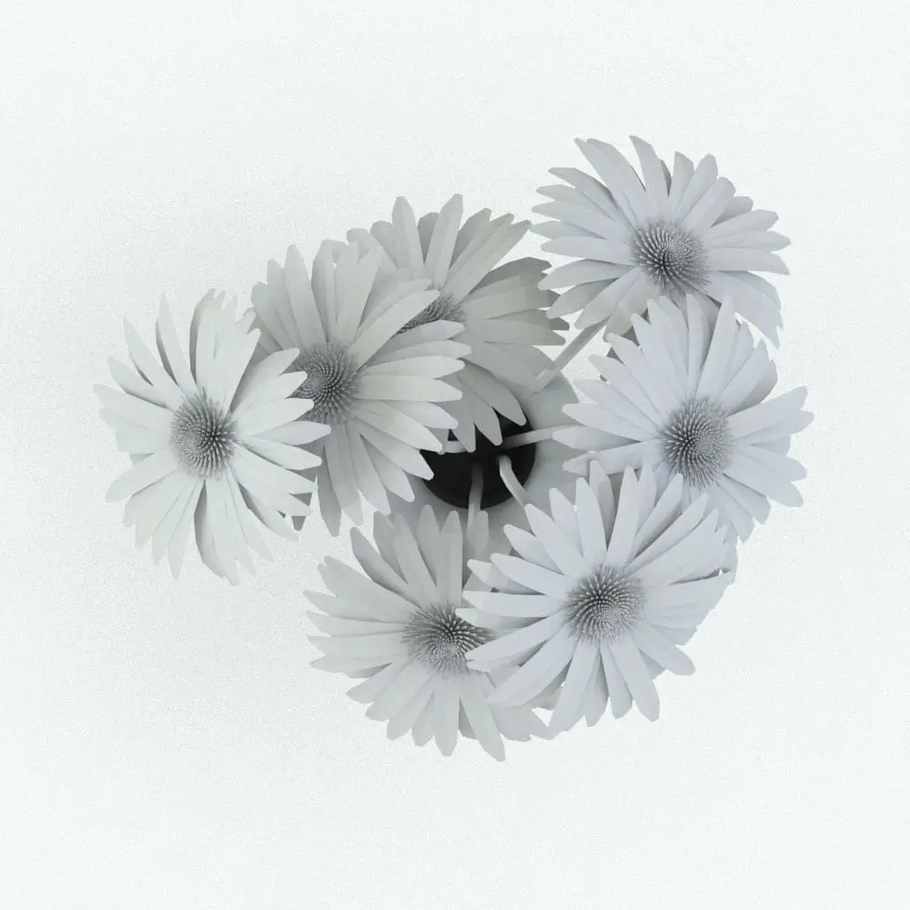 Revit Family / 3D Model - Gerberas Revit Flowers Family Top View Gerberas Revit Flowers Family in top view and rendered in black and white (ambient occlusion style) to showcase the details and shapes better. This family is fully parametric, easy to use and ready to render. Just load it into your Revit project, select the size and hit the render button for instant results. Don't wait any longer and add this Gerberas Revit Flowers Family to your assets today.
