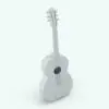 Guitar Revit Decor Family rendered in black and white (ambient occlusion style) to show the details better. Fully parametric and easy to use, this decoration Revit family is the perfect decor element for any music-lover project.