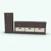 Hallway Storage Revit Cabinet Family Set rendered in a dark chocolate wood finish and light colored boxes. The two Revit families are complemented with metallic knobs and hinges for added realism. Fully parametric and easy to use, these two families will bring charm and elegance to your interior design projects. Get this Hallway Storage Revit Cabinet Family Set today and see for yourself.