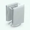 Curves Hand Towel Holder Revit Decor Family in ambient occlusion. This product includes a towel Revit family with materials that use textures that mimic reality. This allows you to use any image and have it wrap around the towel naturally. No more solid color towels. With out special towels you can open up a new world of possibilities.