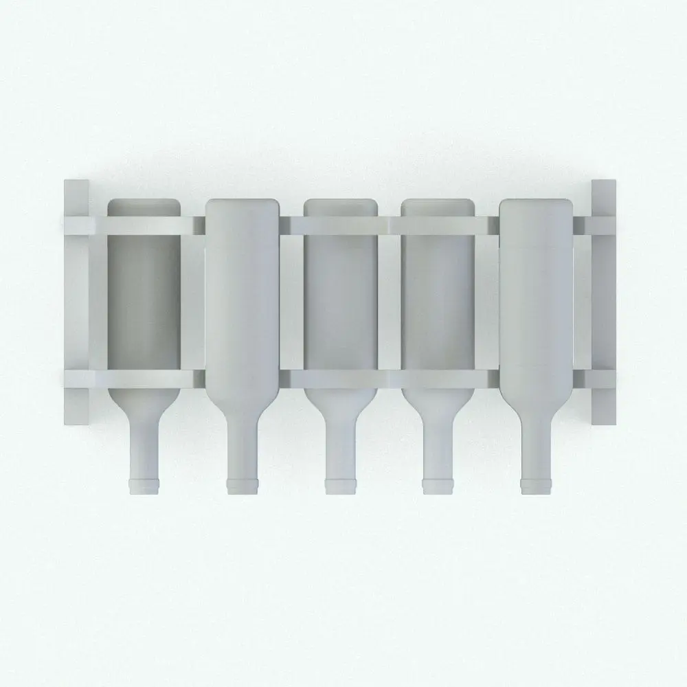 Revit Family / 3D Model - Horizontal Stackable Wine Bar Revit Family Top View Horizontal Stackable Wine Bar Revit Family in top view and rendered in black and white (ambient occlusion style) to show the details better. This family is fully parametric, easy to use and render-ready. Just load it into your project, load the textures (or assign your own) and hit the render button for immediate results. Don't wait any longer and add this Horizontal Stackable Wine Bar Revit Family to your cart today.
