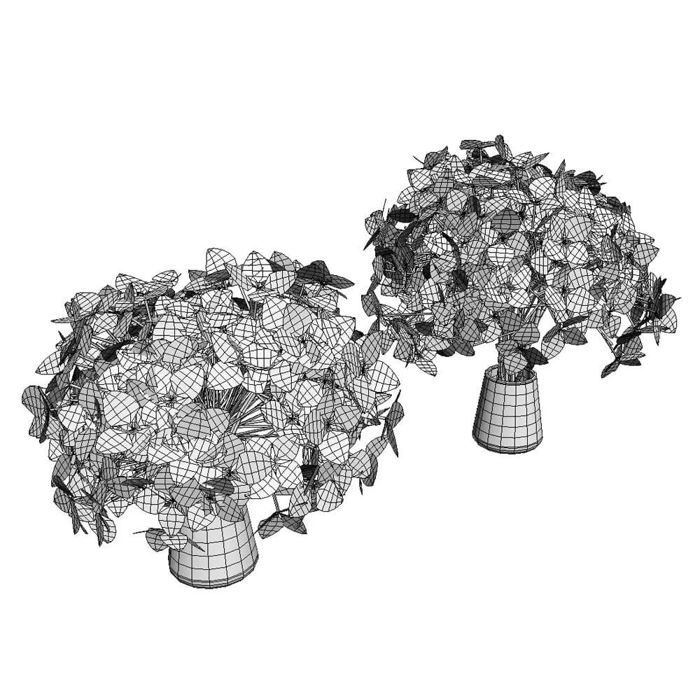 Revit Family / 3D Model - Hydrangeas 3D Max/FBX Wireframe Revit Family / 3D Model - Hydrangeas 3D Max/FBX Wireframe