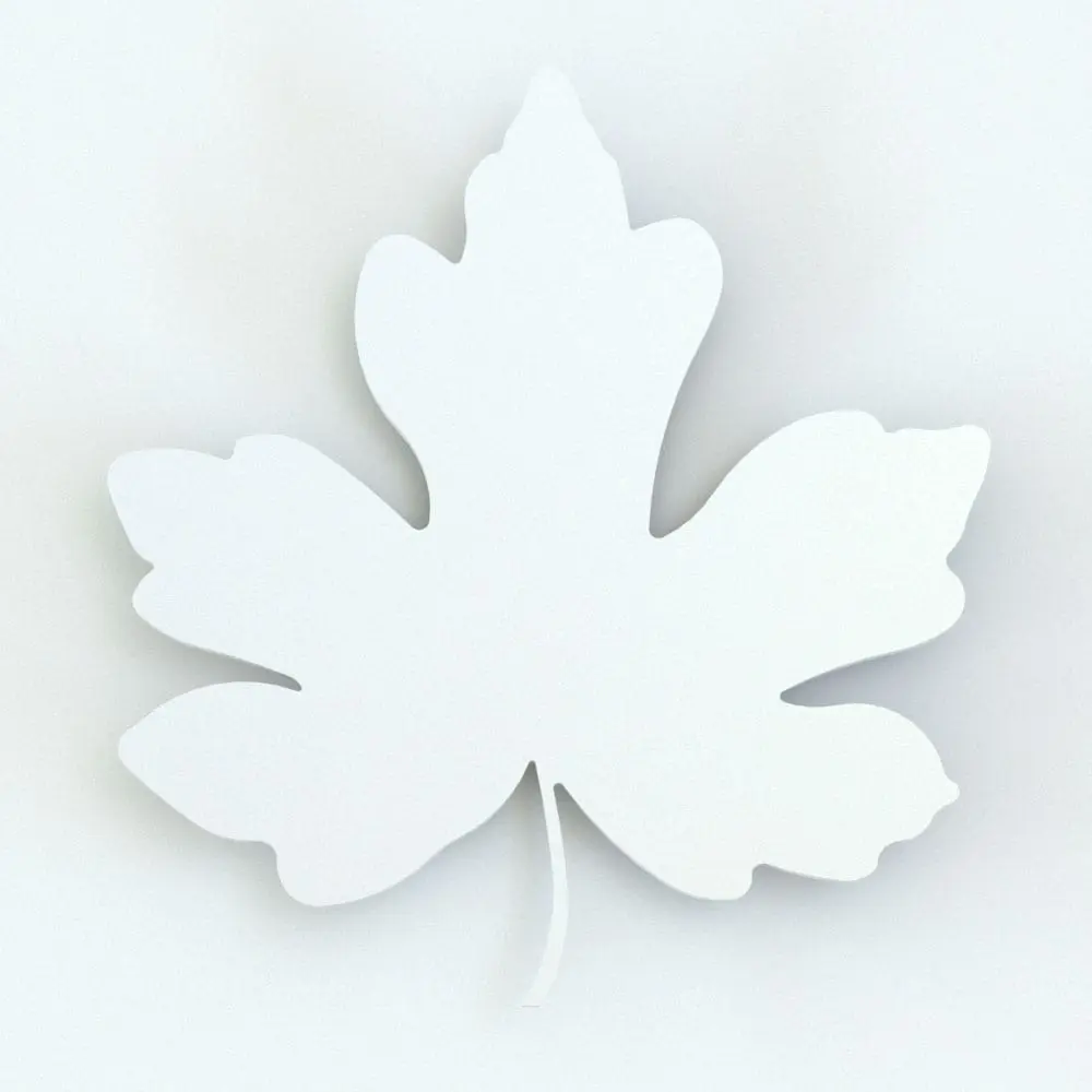 Revit Family / 3D Model - Leaves Wall Decor Revit Family Perspective Leaves Wall Decor Revit Family rendered in black and white (ambient occlusion style) to see the shape better. In this image, we're only showing you one of the 5 different leaf shapes that are included. Create your own arrangements using all 5 shapes and take your renders to the next level with this Leaves Wall Decor Revit Family.