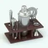 3D Martini Set Bar Revit Family rendered in dark wood and stainless steel materials. This Revit family is fully parametric and easy to load to your projects.