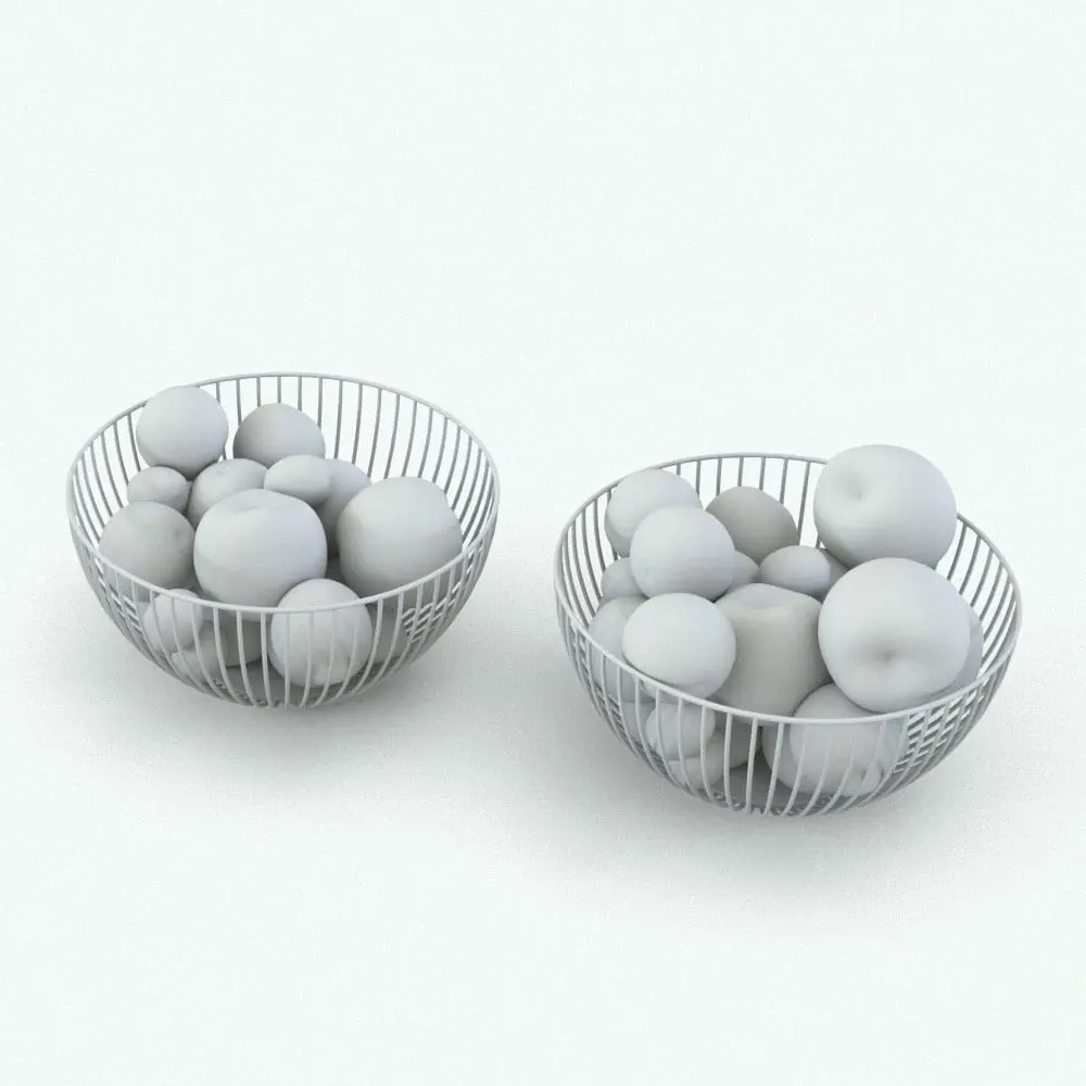 Revit Family / 3D Model - Metal Wire Fruit Holder Variations 3D Wire Fruit Holder Decoration Revit Family in different configurations. While the materials were removed in this image, the family does come with ready-to-render materials like the ones in the main picture. Get this decor Revit family now and elevate your 3D renderings to new heights.