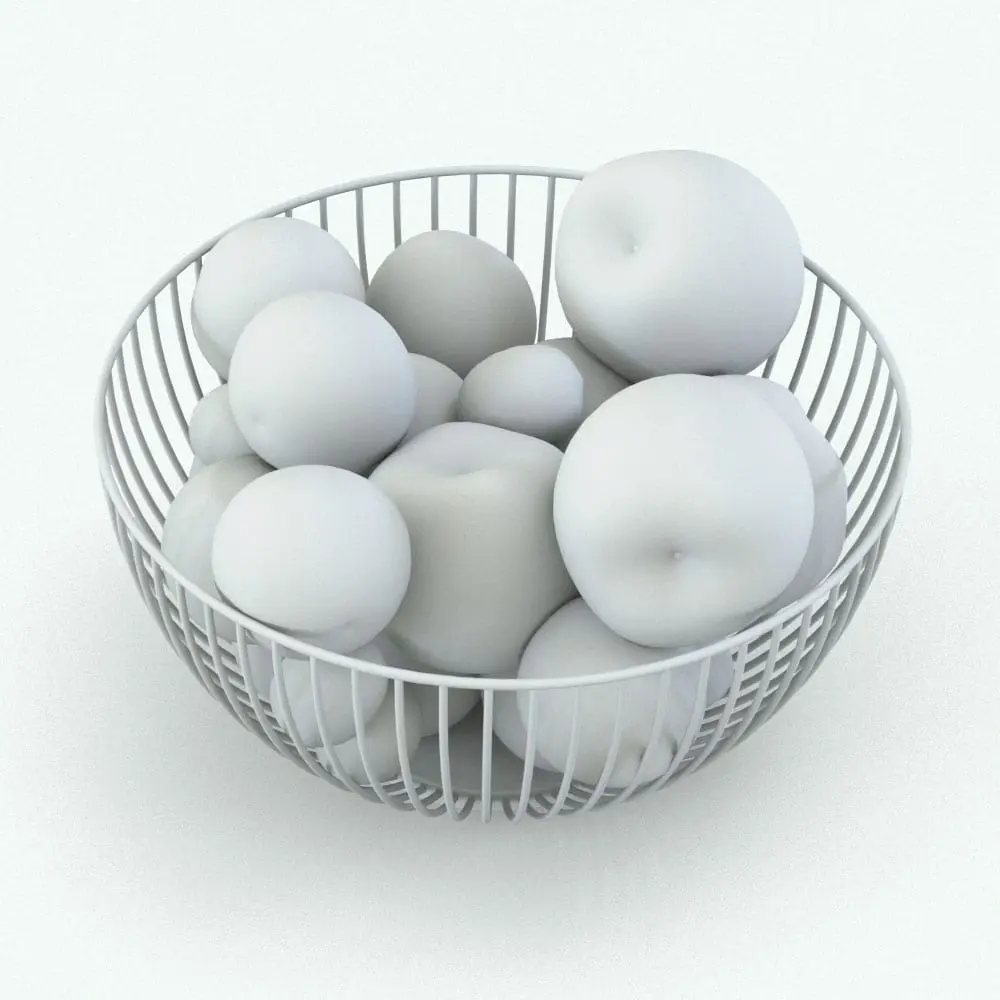 Revit Family / 3D Model - Metal Wire Fruit Holder Perspective Wire Fruit Holder Decoration Revit Family in 3D and rendered without materials to show details better. While this image is shown in black and white, the family does come with pre-configured materials that you can use or even customize/change to get different results. Don't waste any more time and get this decoration Revit family now!
