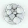 Wire Fruit Holder Decoration Revit Family in top view and rendered in black and white (ambient occlusion style) to showcase the details better. Get this Revit decor family now and enjoy having more realistic renders to show to your clients.