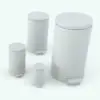 Metallic Round Trash Can Revit Family in different sizes to showcase its parametric flexibility. Ideal for kitchen renderings, this trash can Revit family will bring a touch of warmth and livability to your 3D renderings.