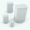 Metallic Step Trash Can Revit Family in different sizes to showcase its parametric behavior. Ideal for kitchen, restaurant or hospitality design 3D renderings, this trash can Revit family will make your renders look polished and finished.