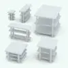 Side table Revit family rendered in black and white (ambient occlusion style) and shown in different sizes and configurations to showcase its parametric versatility. This family, which is part of the Minimalistic Living Room Revit Tables Set comes with a lot of parameters to make it fit to any of your Revit project requirements. Get it today and see for yourself how our Blackbee3D families transform your spaces in just a few clicks.
