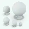 Minimalistic World Globe Decoration Revit Family in different sizes to showcase its parametric flexibility. While this image doesn't show materials, the family DOES include the materials shown on the main image. Get this decoration Revit family now and enhance your renders in a few clicks.