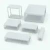 Modern Hollow Coffee Table Revit Family rendered in black and white (ambient occlusion style) and shown in different sizes and configurations to showcase its parametric flexibility. Ideal for living rooms, offices, hospitality settings and more, this coffee table Revit family will make your projects stand out in just a few clicks.
