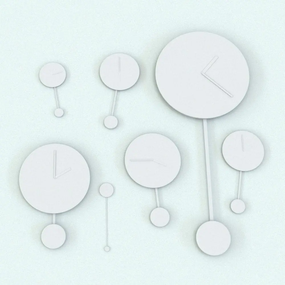 Revit Family / 3D Model - Modern Pendulum Variations002 Modern Pendulum Wall Clock Revit Family in different sizes and configurations to showcase its parametric flexibility.