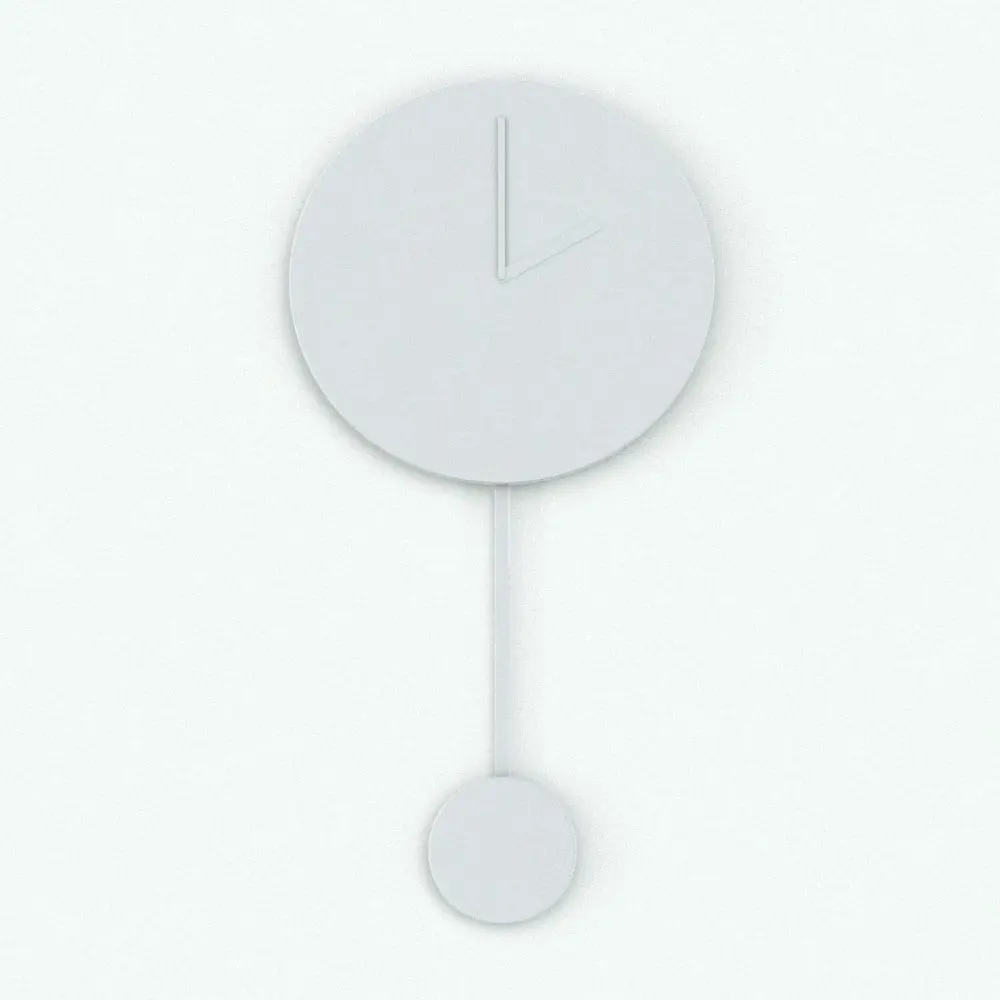 Revit Family / 3D Model - Modern Pendulum Perspective 1 Modern Pendulum Wall Clock Revit Family in front view. Ideal for modern and contemporary interior design, this decoration Revit family brings unparalleled sleekness to your projects.